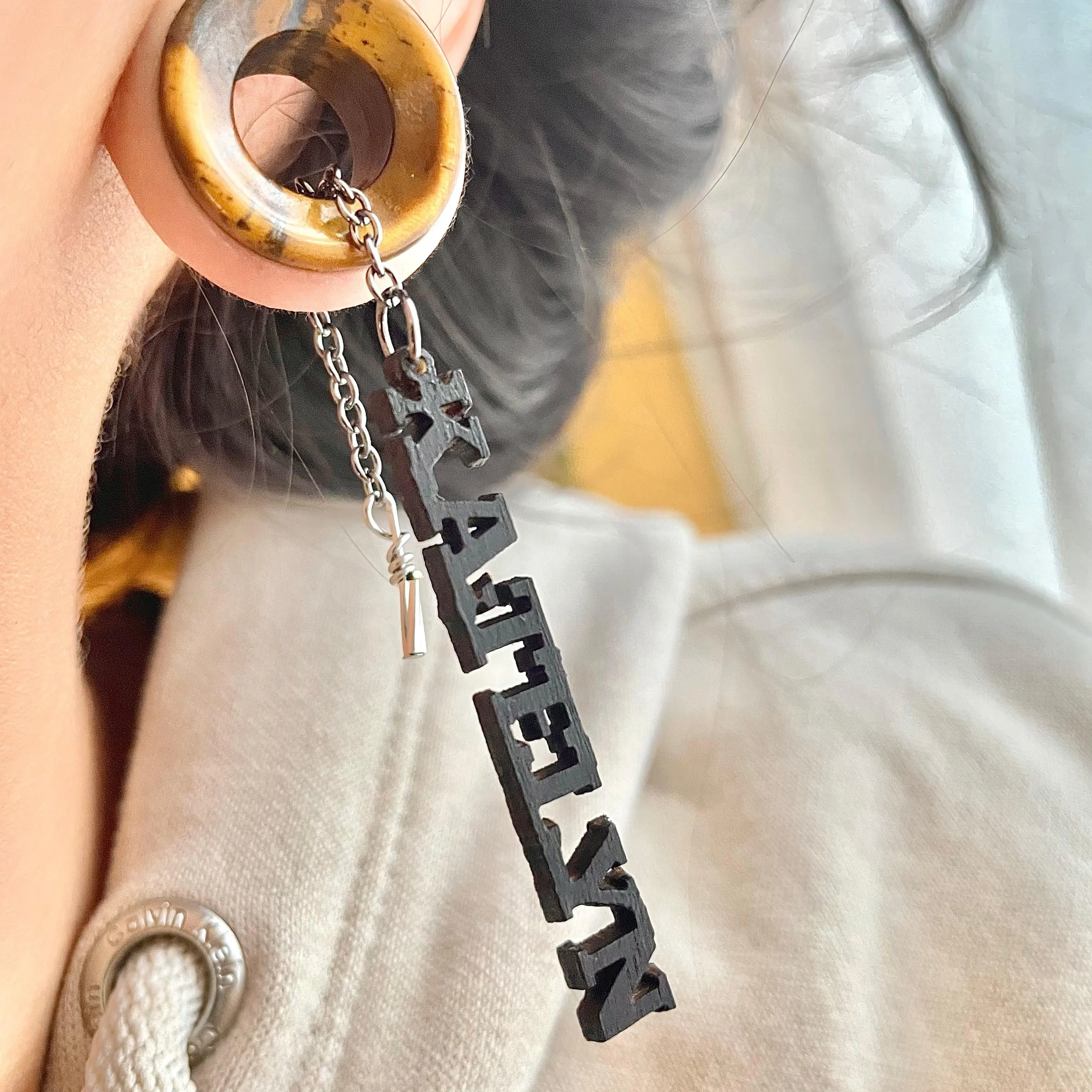 Say What You Want- Personalized Word Dangles with ECJ Magnetic Dangle Tunnels- Wood & Stone Gauges