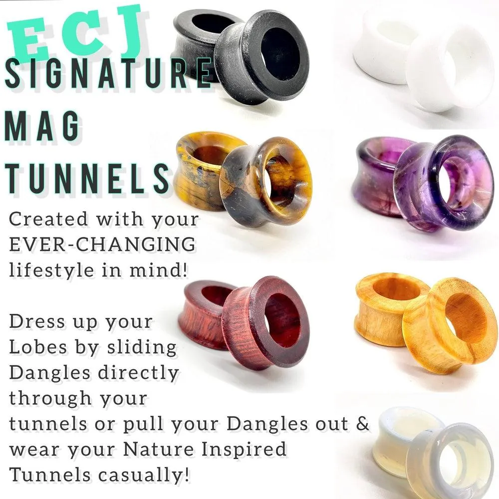 Say What You Want- Personalized Word Dangles with ECJ Magnetic Dangle Tunnels- Wood & Stone Gauges