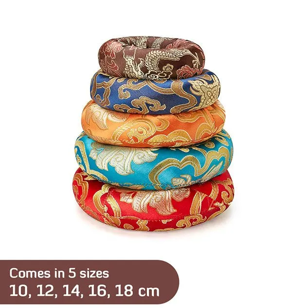 Silk Ring Cushions for Singing Bowl-Red-14cms