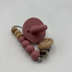 Swan Rocker Silicone Pacifier w/Teether & Clip -Pink NEW