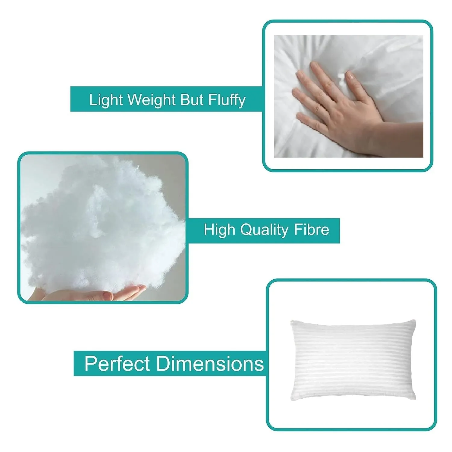 VLYSIUM Perfect Sleeper Arrya Microfiber Hotel Quality Premium Fibre Soft Cushion, Pillow Filler, 12x18 Inches, White, Set of 3