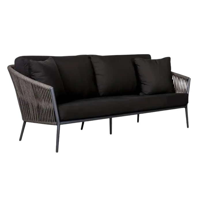 Washington Rope Sofa (Sunbrella Black Cushions)