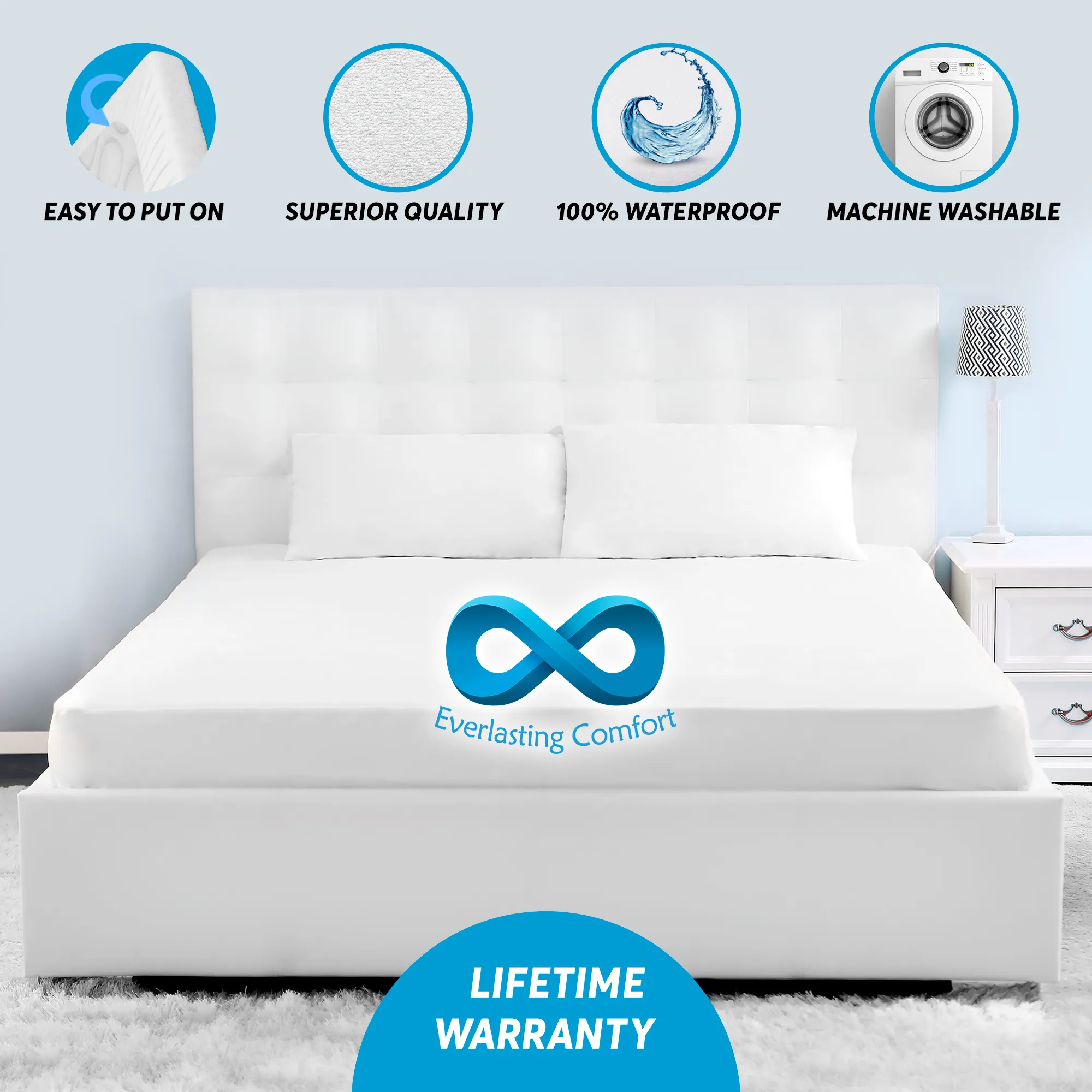 Waterproof Mattress Protector and 2 Free Pillow Protectors