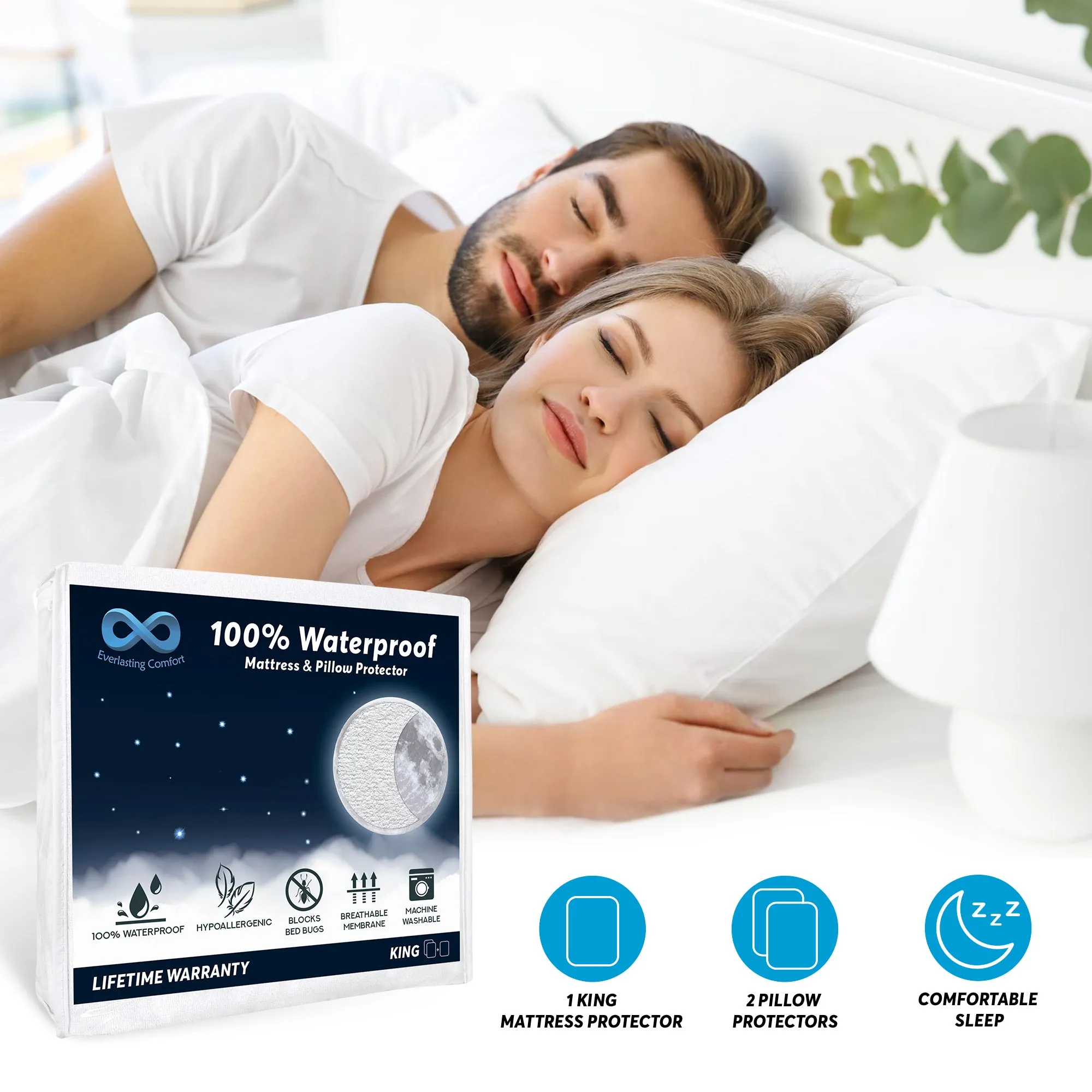 Waterproof Mattress Protector and 2 Free Pillow Protectors