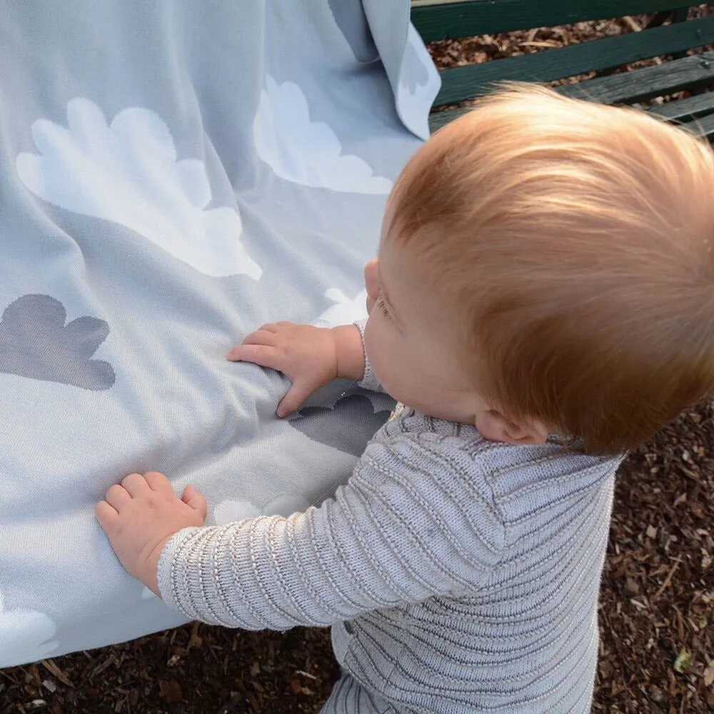 Weegoamigo Cotton Knitted Blanket - Sky High Silver