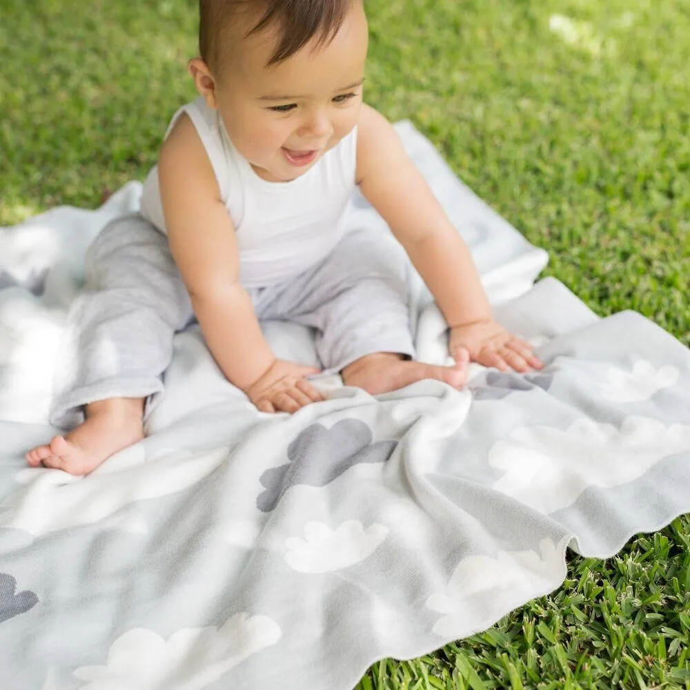 Weegoamigo Cotton Knitted Blanket - Sky High Silver