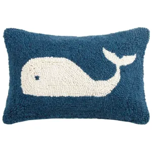 White Whale Hook Throw Pillow, 12" x 8"