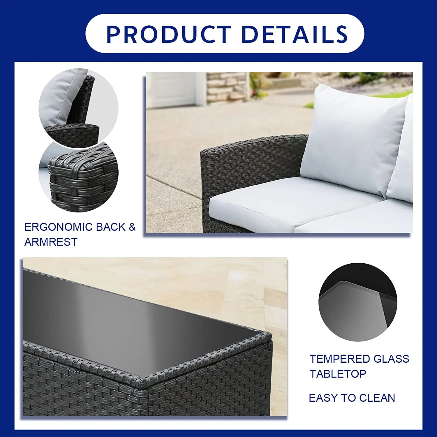 Wicker Patio Furniture Set,4 Pieces Outdoor Conversation Set