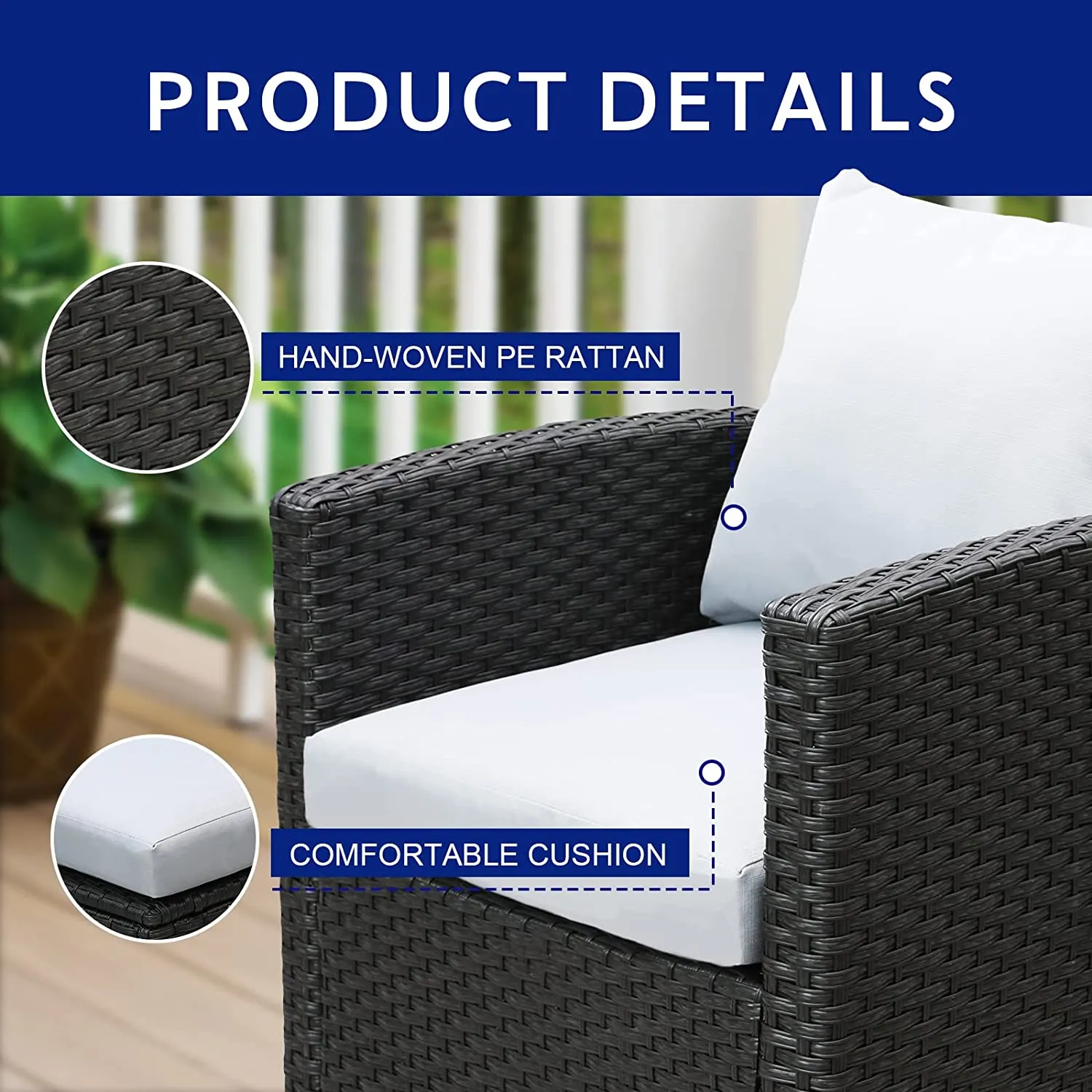 Wicker Patio Furniture Set,4 Pieces Outdoor Conversation Set