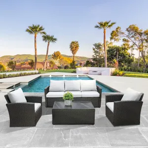 Wicker Patio Furniture Set,4 Pieces Outdoor Conversation Set